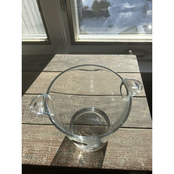 Vintage Cristal Mode Ice Bucket Hand Crafted Italy Silver Leaf Etched Glass - Picture 3 of 13